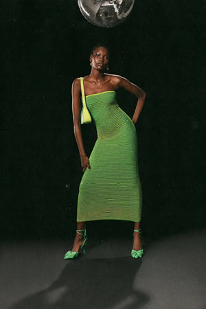 Robe Midi Rayée Sans Bretelles - Coupe Ajustée, Design Moderne-Dresses-Marais Paris-Marais Paris