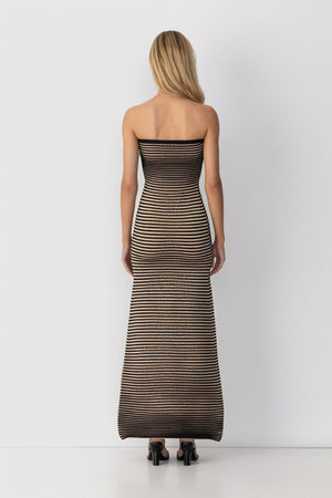 Robe Midi Rayée Sans Bretelles - Coupe Ajustée, Design Moderne-Dresses-Marais Paris-Marais Paris