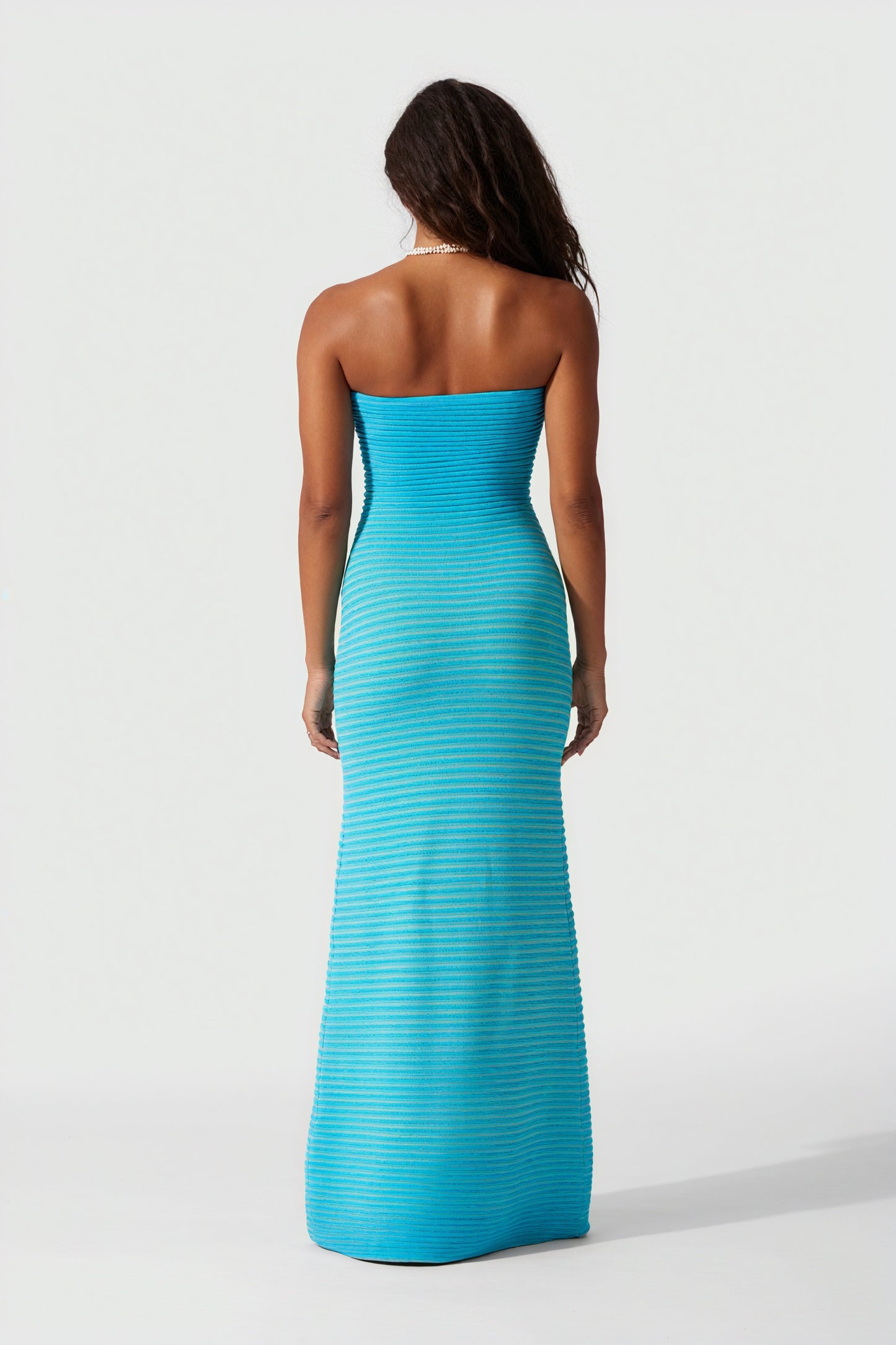 Robe Midi Rayée Sans Bretelles - Coupe Ajustée, Design Moderne-Dresses-Marais Paris-Marais Paris