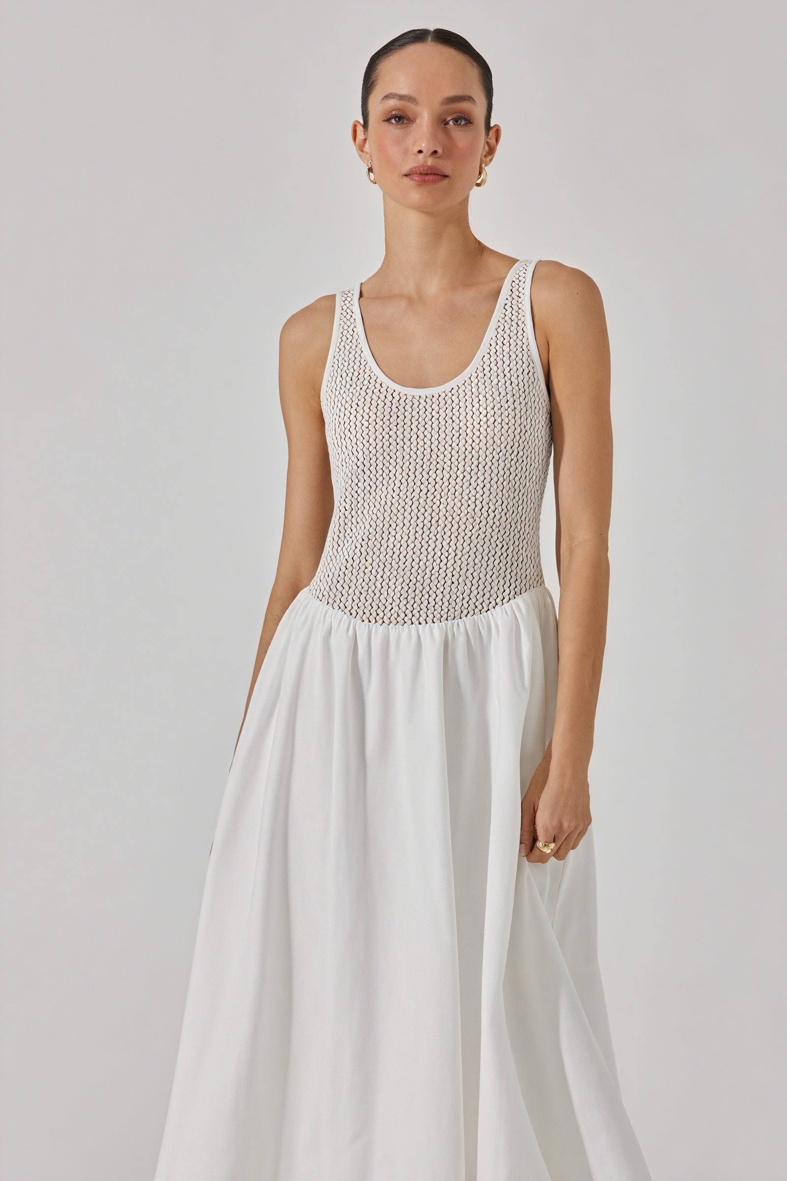 Robe Midi Femme – Corsage Texturé, Jupe Fluide, Silhouette Élégante-Dresses-Marais Paris-Marais Paris