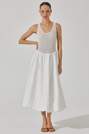 Robe Midi Femme – Corsage Texturé, Jupe Fluide, Silhouette Élégante-Dresses-Marais Paris-Blanc-S-Marais Paris