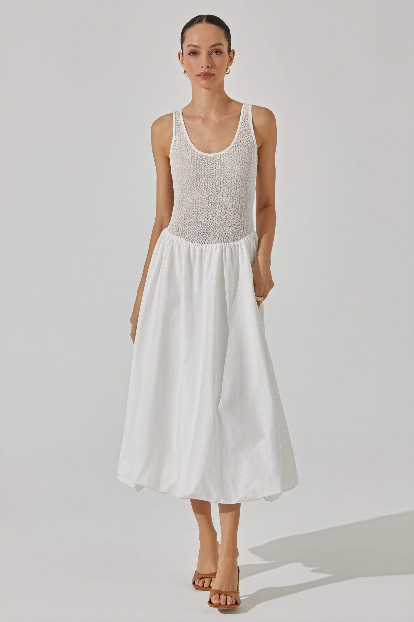 Robe Midi Femme – Corsage Texturé, Jupe Fluide, Silhouette Élégante-Dresses-Marais Paris-Marais Paris