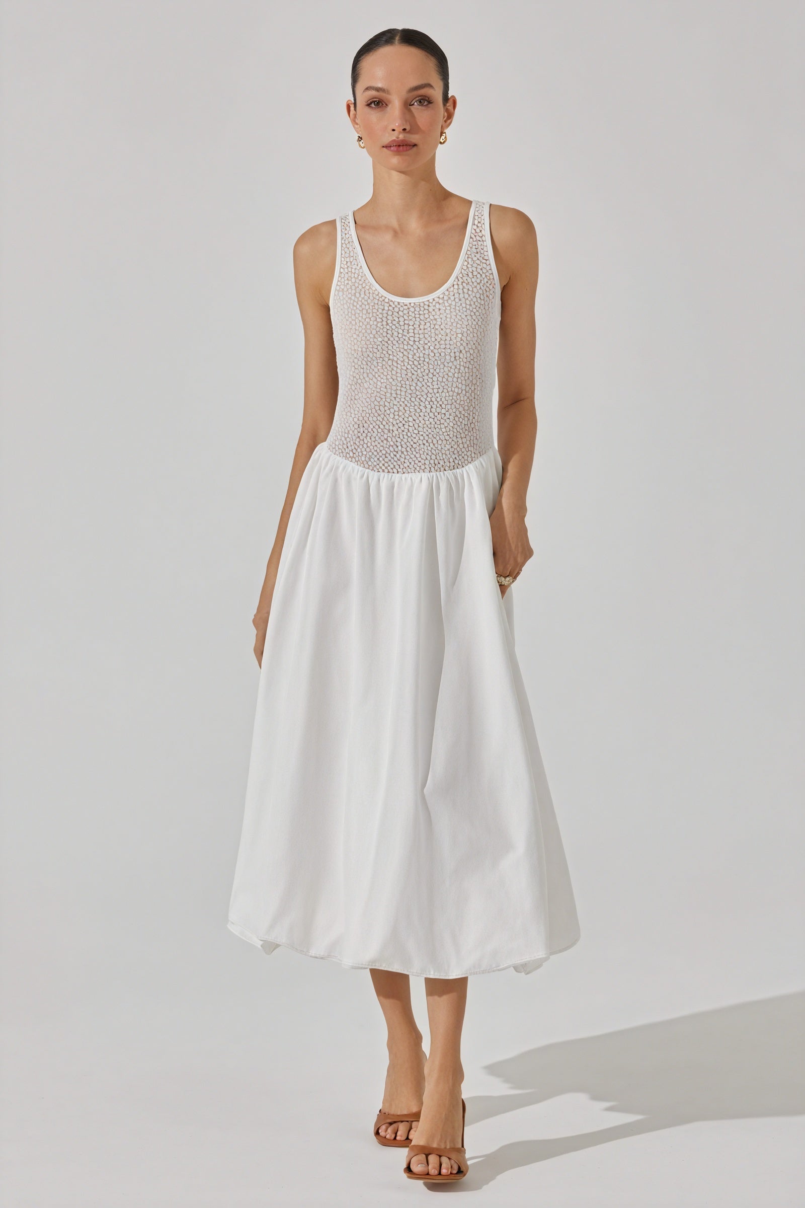 Robe Midi Femme – Corsage Texturé, Jupe Fluide, Silhouette Élégante-Dresses-Marais Paris-Marais Paris