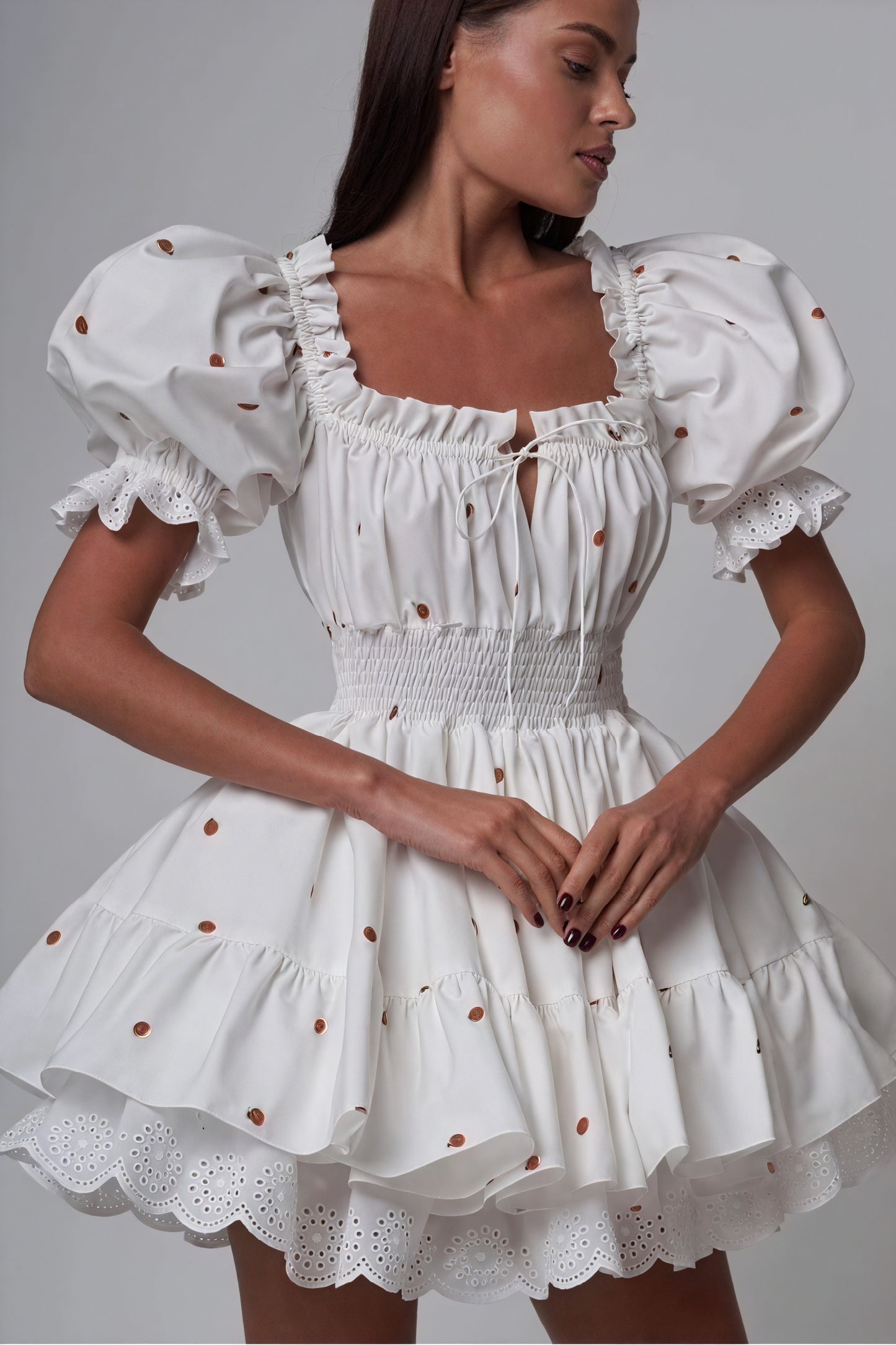 Robe Épaules Dénudées Broderie Fruitée - Style Romantique-Dresses-Marais Paris-Marais Paris