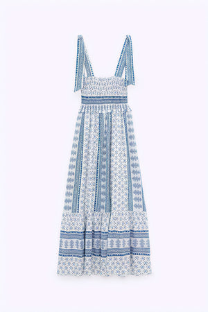 Robe Midi Bohème Bretelles Nouées - Style Estival Élégant-Dresses-Marais Paris-Marais Paris