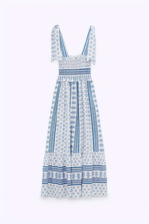 Robe Midi Bohème Bretelles Nouées - Style Estival Élégant-Dresses-Marais Paris-Marais Paris