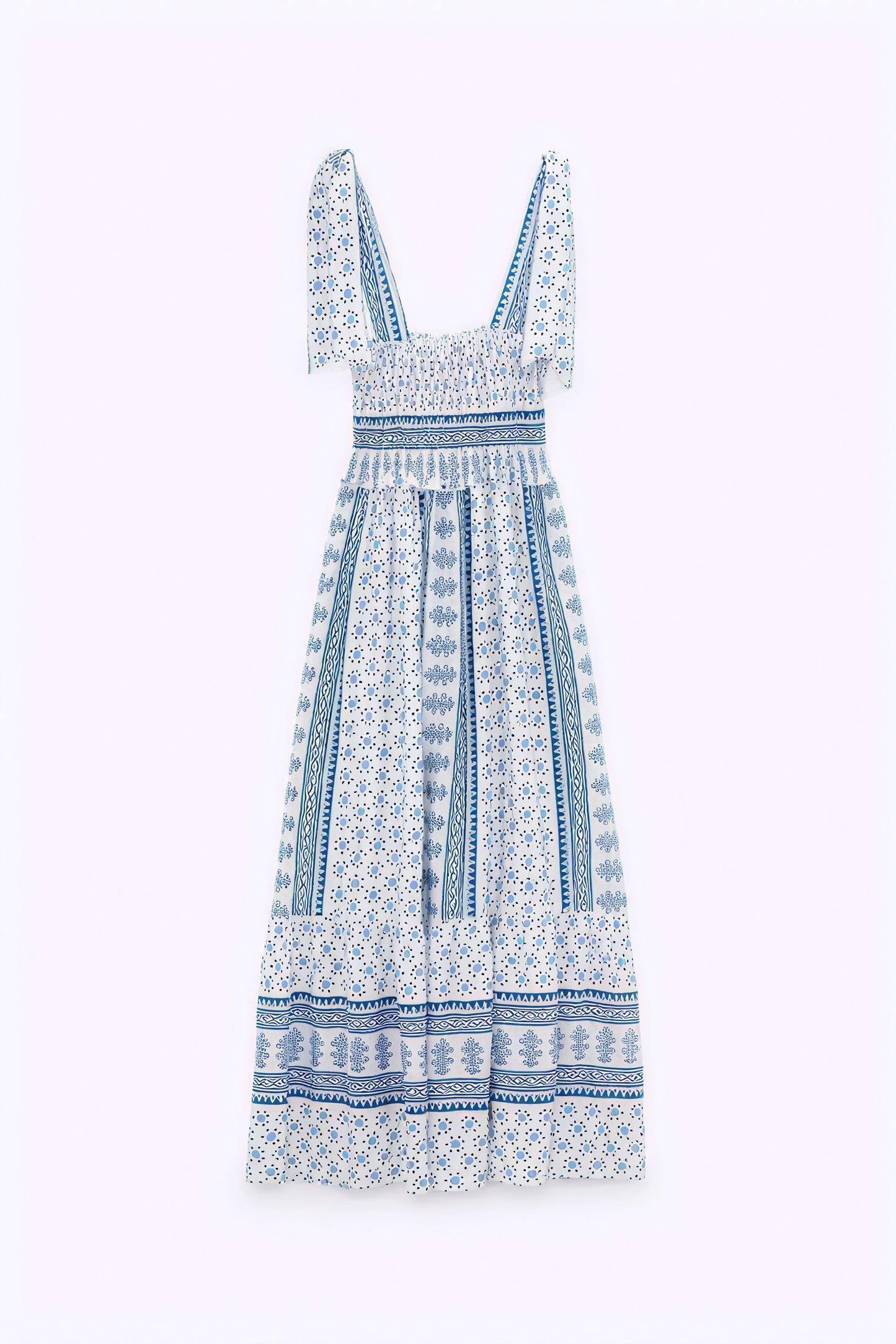 Robe Midi Bohème Bretelles Nouées - Style Estival Élégant-Dresses-Marais Paris-Marais Paris