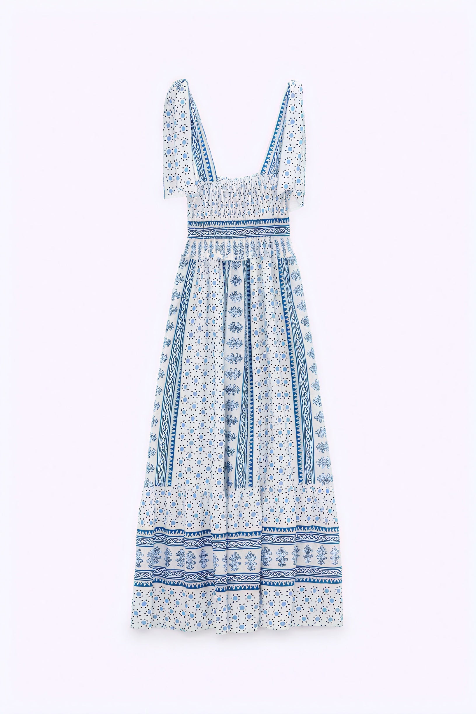 Robe Midi Bohème Bretelles Nouées - Style Estival Élégant-Dresses-Marais Paris-Marais Paris