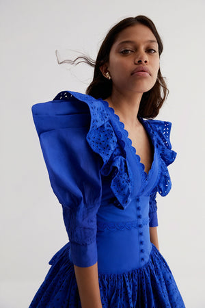 Robe Mini Femme - Détails Découpés Laser, Manches 3/4-Dresses-Marais Paris-Marais Paris