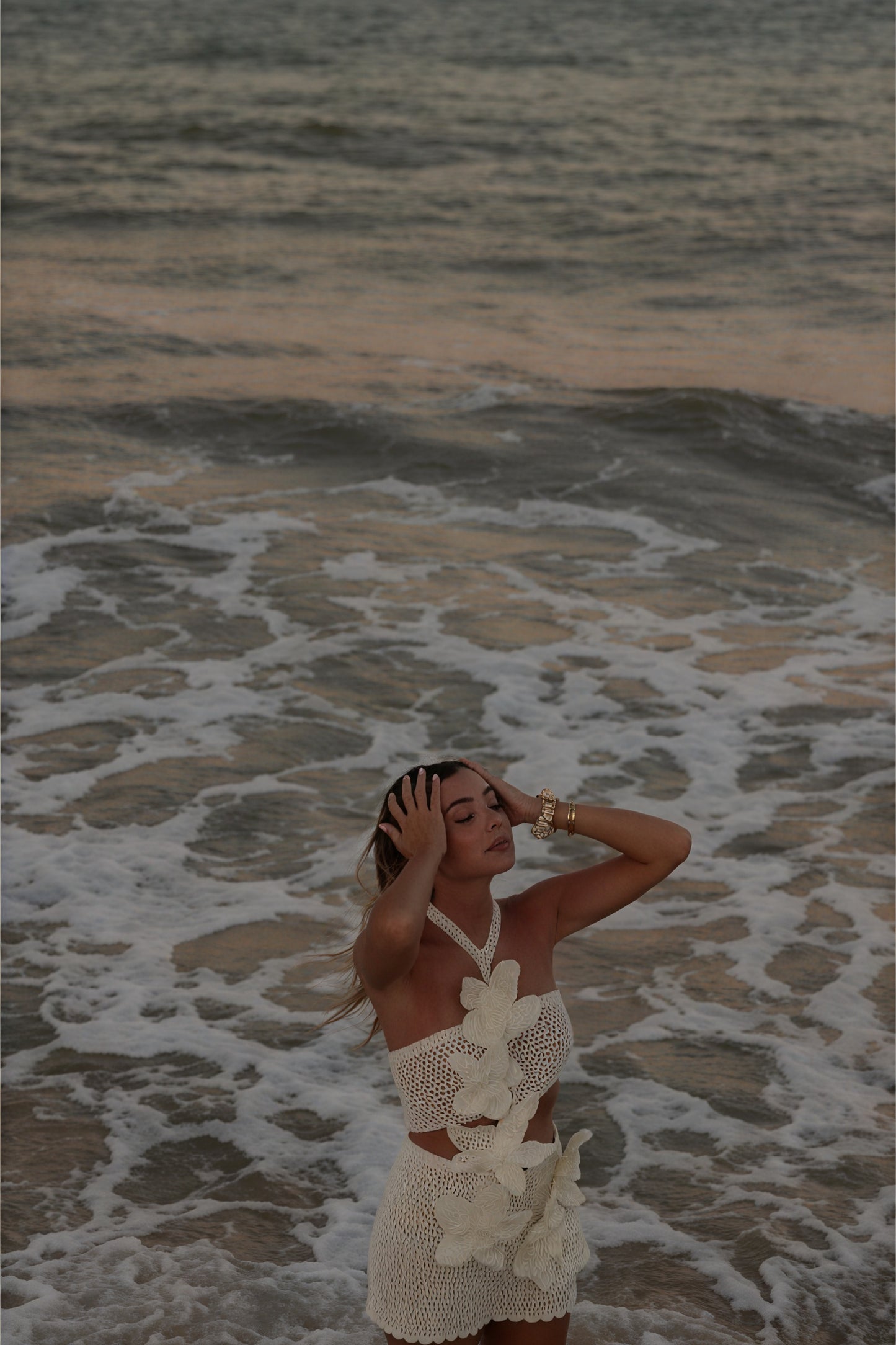 Robe Crochetée Bohème - Ensemble Deux Pièces, Appliqués Florales-Dresses-Marais Paris-Marais Paris