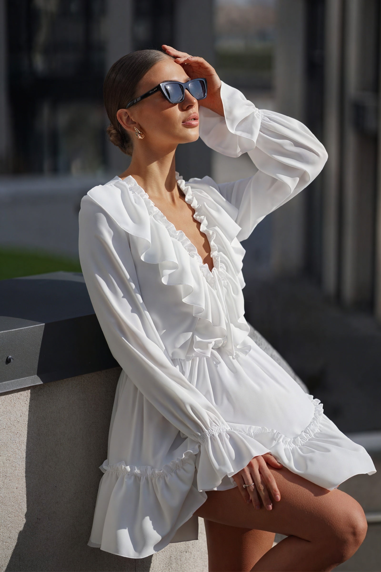 Robe Volants Romantique - Manches Longues, Mini-Dresses-Marais Paris-Marais Paris