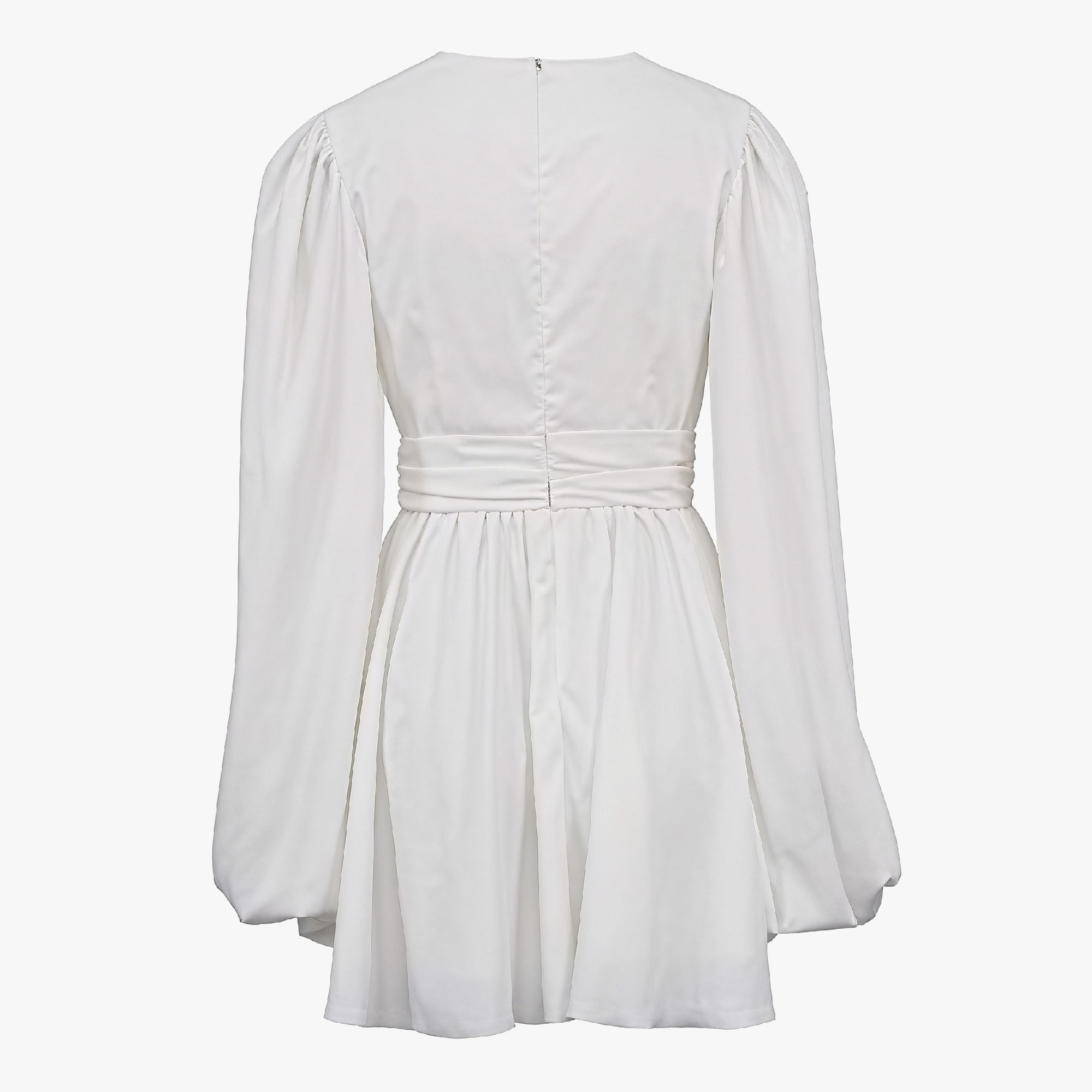 Robe Fluide Manches Ballons, Encolure V, Taille Définie-Dresses-Marais Paris-Marais Paris