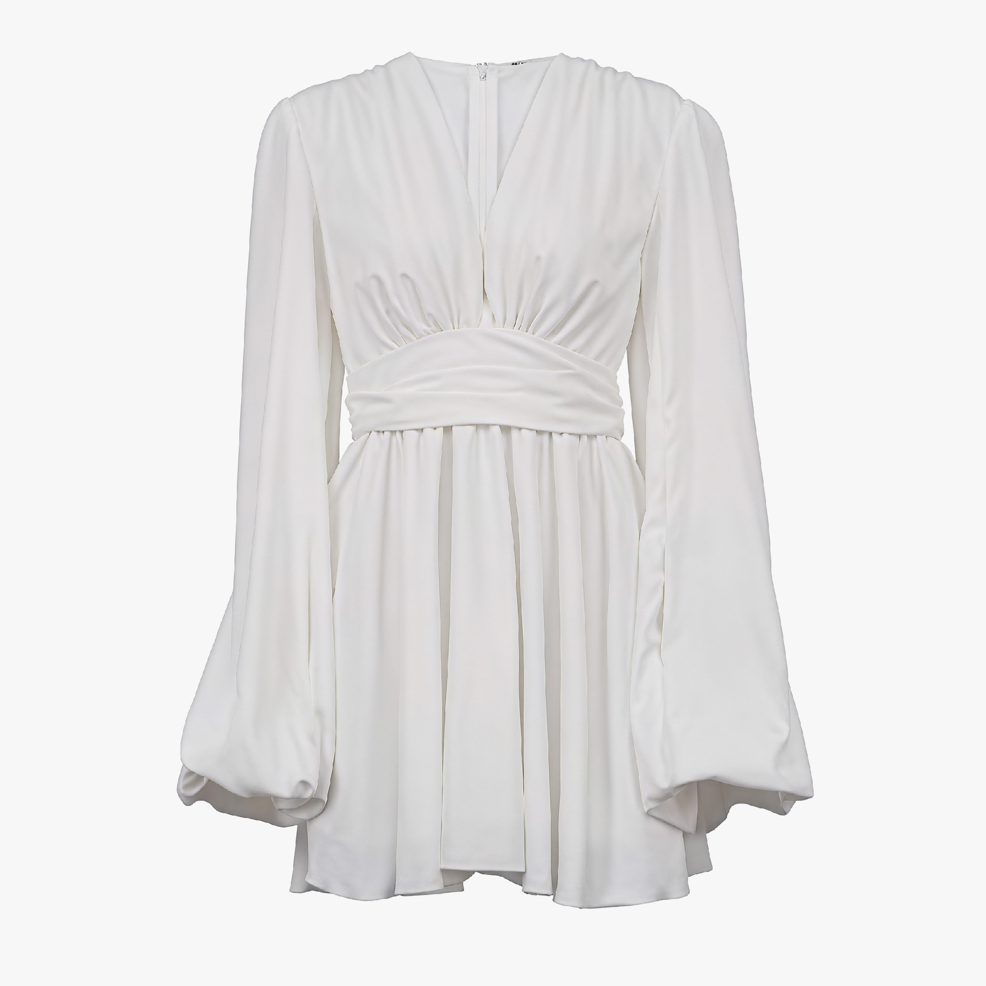 Robe Fluide Manches Ballons, Encolure V, Taille Définie-Dresses-Marais Paris-Marais Paris