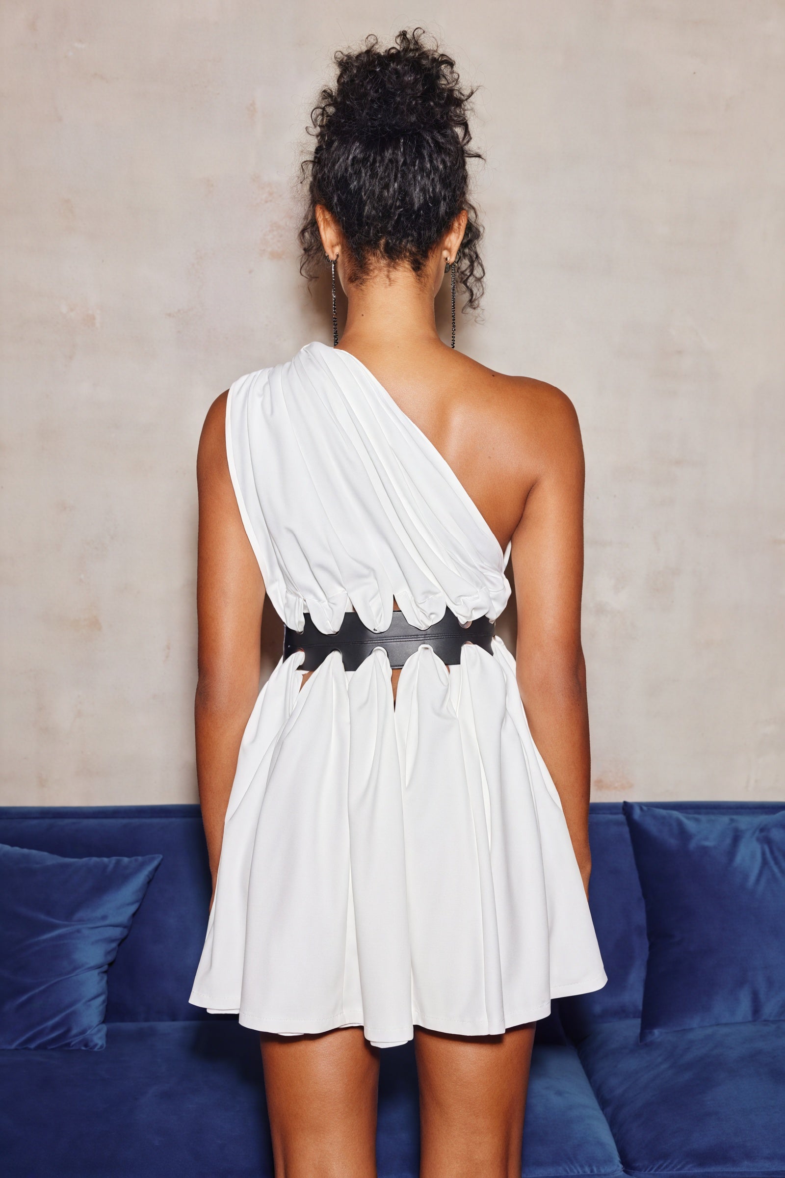 Robe Asymétrique Évasée - Ceinture Cuir - Marais Paris-Dresses-Marais Paris-Marais Paris