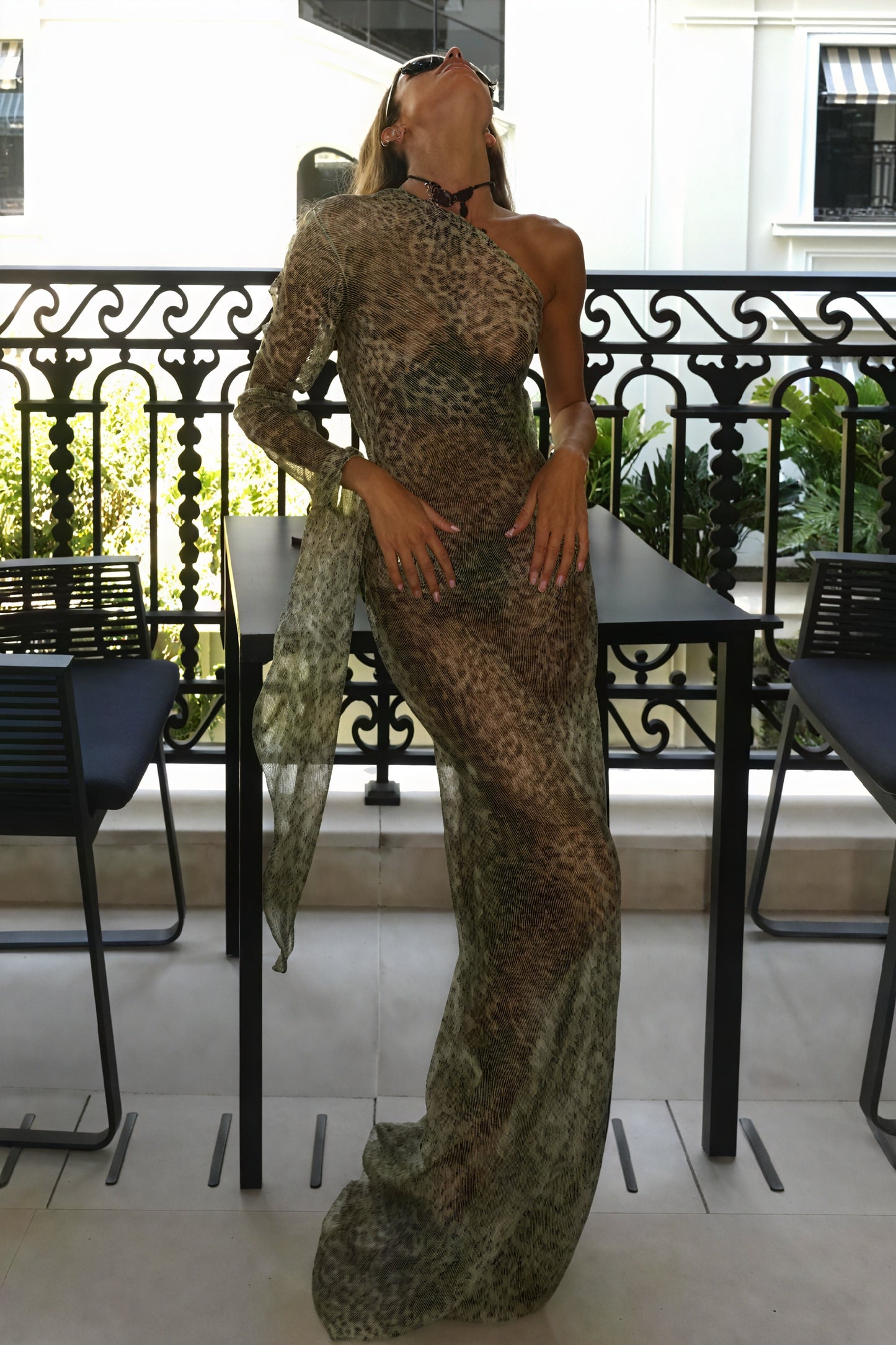 Robe Bohème à Épaule Dénudée Imprimé Animal-Maxi Dresses-Marais Paris-Marais Paris