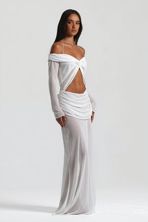 Robe Longue Épaules Nues Nœud Découpé Soirée Élégante-Maxi Dresses-Marais Paris-Marais Paris