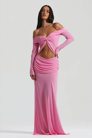 Robe Longue Épaules Nues Nœud Découpé Soirée Élégante-Maxi Dresses-Marais Paris-Marais Paris