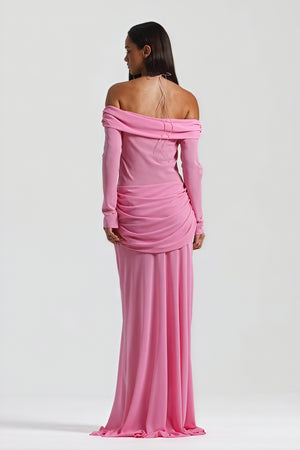 Robe Longue Épaules Nues Nœud Découpé Soirée Élégante-Maxi Dresses-Marais Paris-Marais Paris