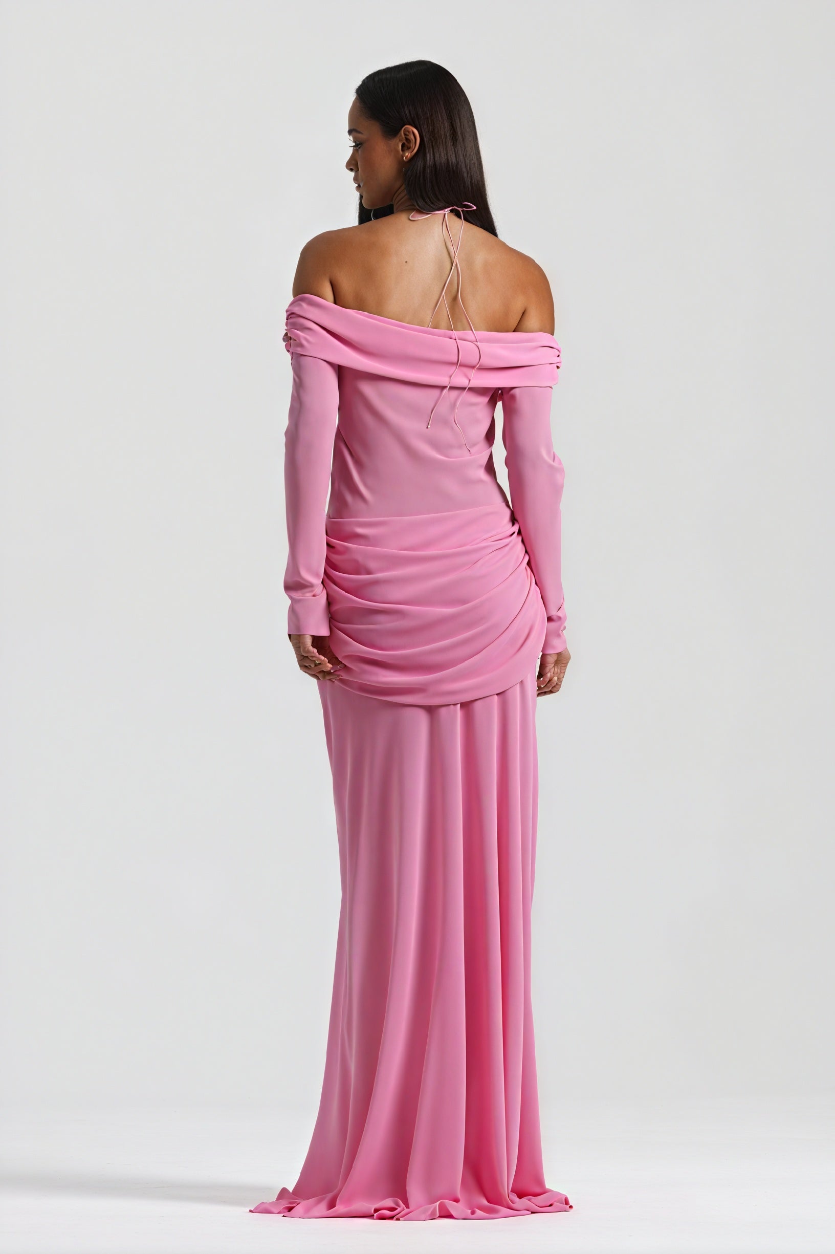 Robe Longue Épaules Nues Nœud Découpé Soirée Élégante-Maxi Dresses-Marais Paris-Marais Paris