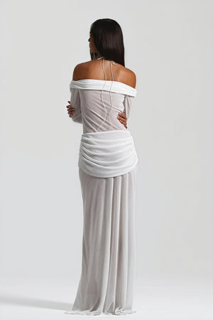 Robe Longue Épaules Nues Nœud Découpé Soirée Élégante-Maxi Dresses-Marais Paris-Marais Paris