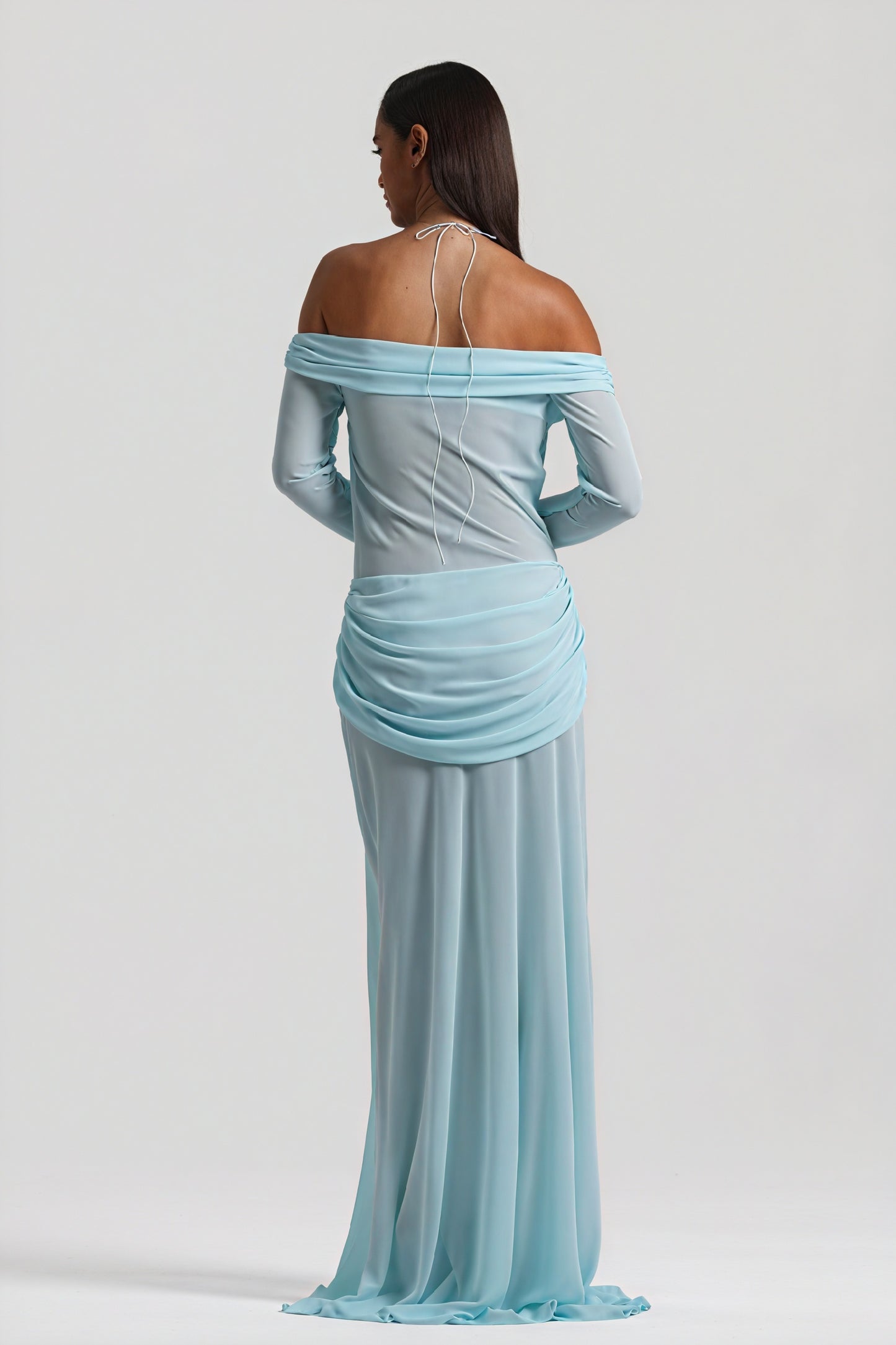 Robe Longue Épaules Nues Nœud Découpé Soirée Élégante-Maxi Dresses-Marais Paris-Marais Paris