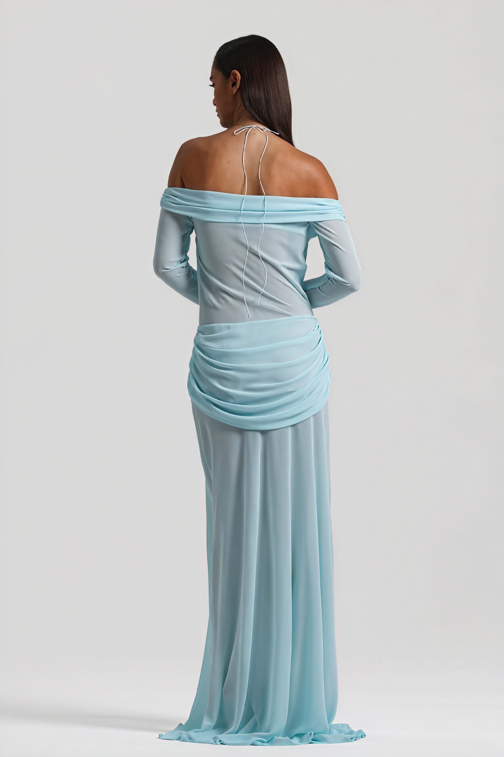 Robe Longue Épaules Nues Nœud Découpé Soirée Élégante-Maxi Dresses-Marais Paris-Marais Paris
