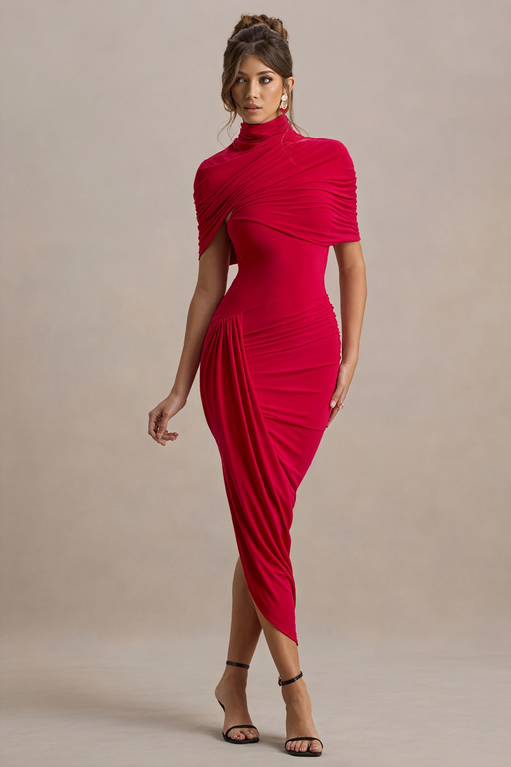 Robe Drapée Asymétrique – Élégante, Moderne, Soirée-Midi Dresses-Marais Paris-Marais Paris