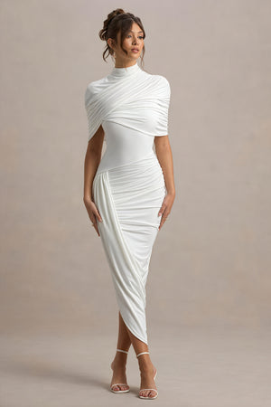 Robe Drapée Asymétrique – Élégante, Moderne, Soirée-Midi Dresses-Marais Paris-Marais Paris