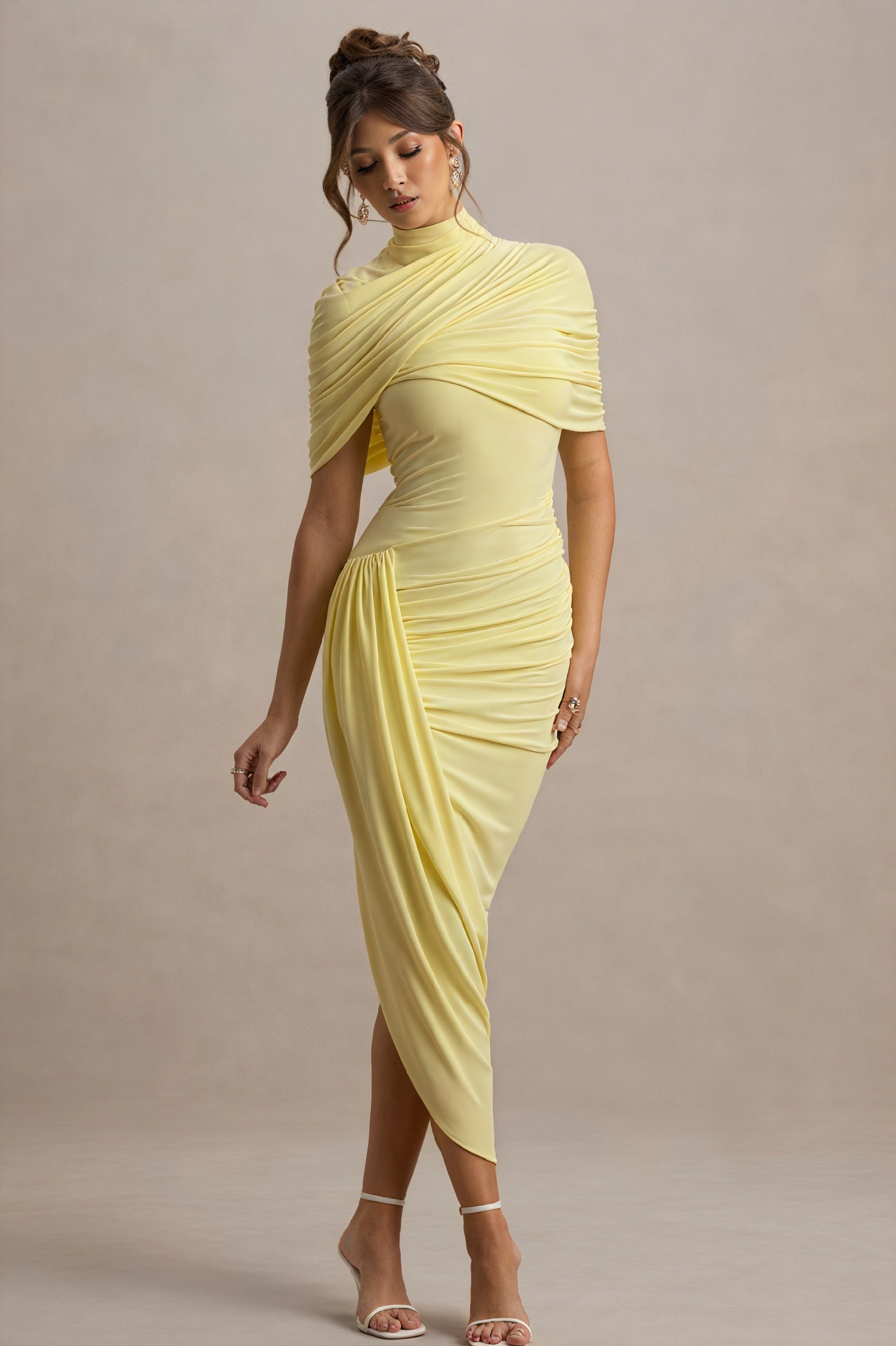 Robe Drapée Asymétrique – Élégante, Moderne, Soirée-Midi Dresses-Marais Paris-Marais Paris