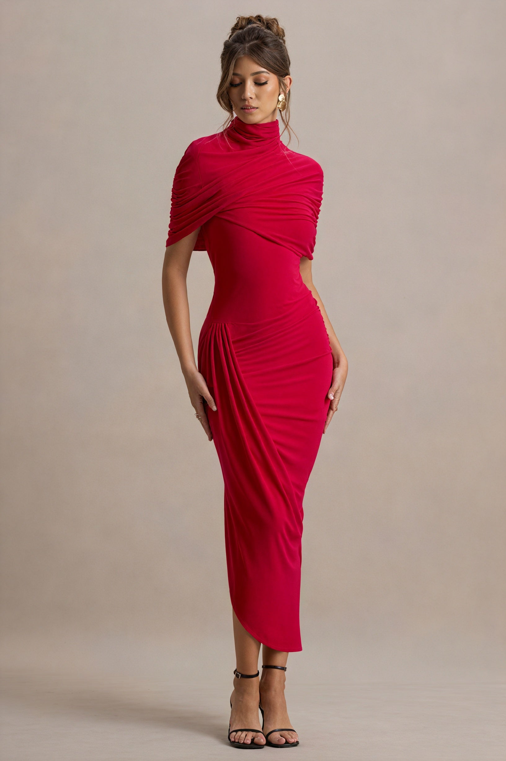 Robe Drapée Asymétrique – Élégante, Moderne, Soirée-Midi Dresses-Marais Paris-Marais Paris