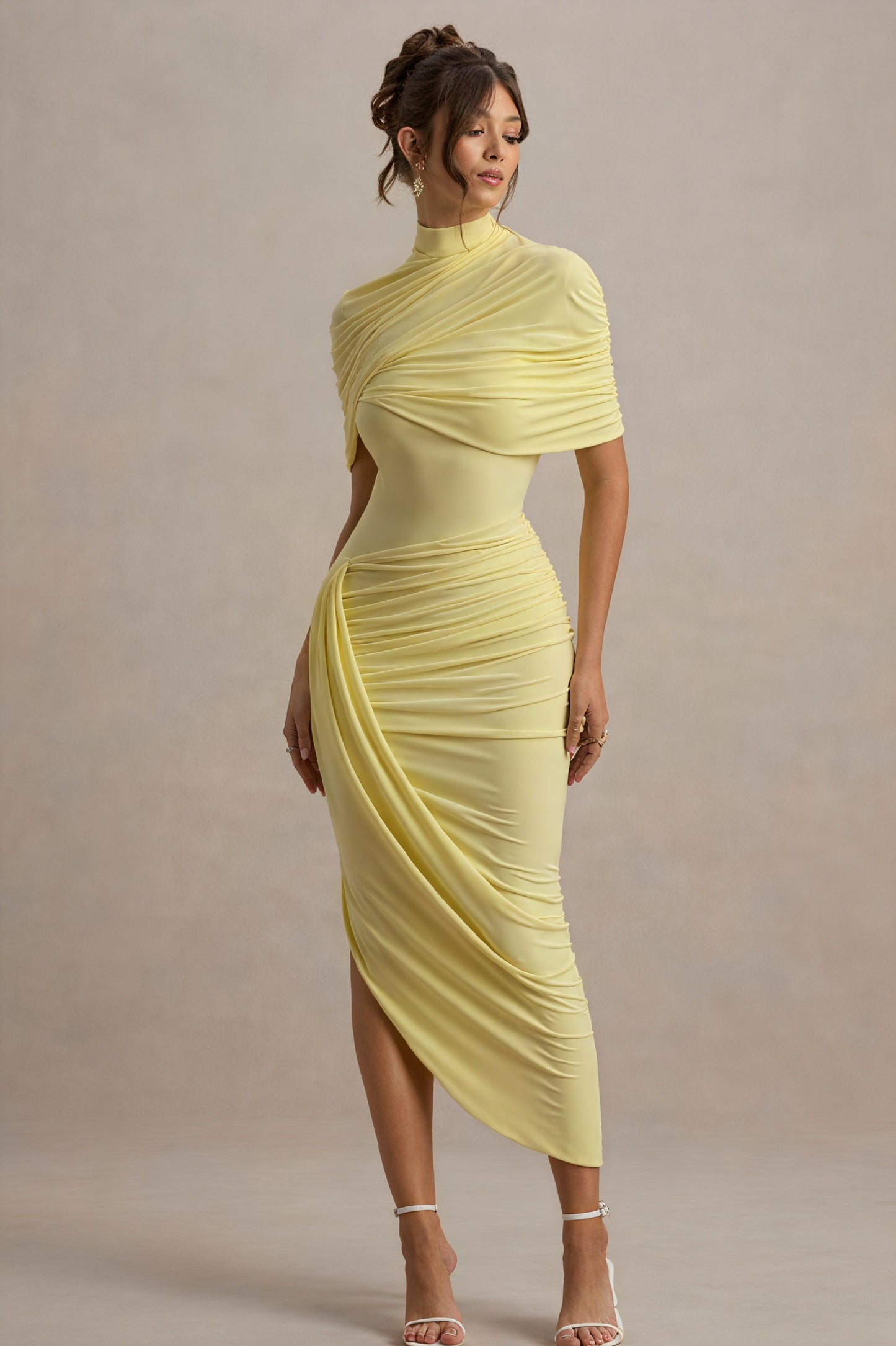Robe Drapée Asymétrique – Élégante, Moderne, Soirée-Midi Dresses-Marais Paris-Marais Paris