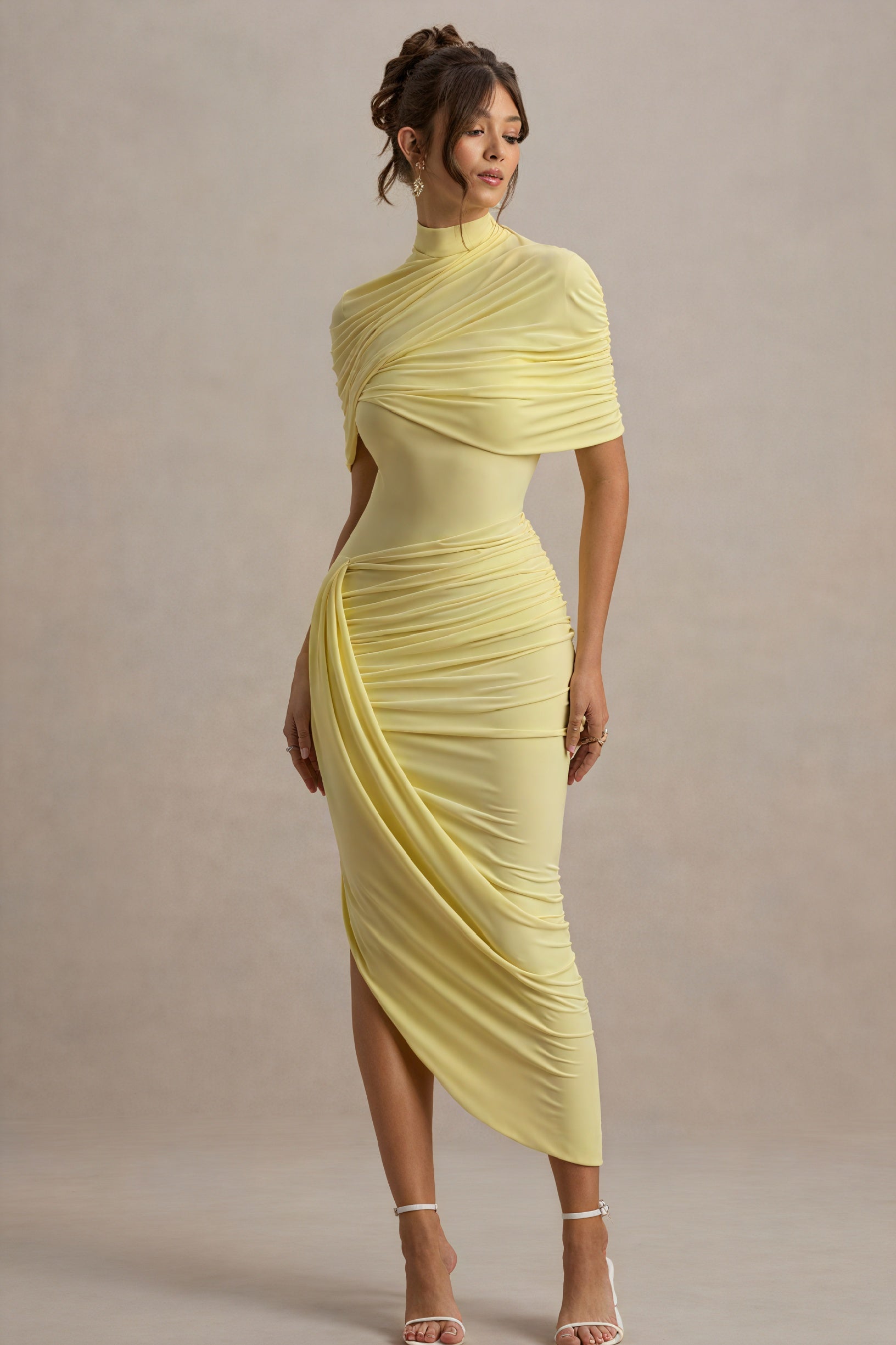 Robe Drapée Asymétrique – Élégante, Moderne, Soirée-Midi Dresses-Marais Paris-Marais Paris