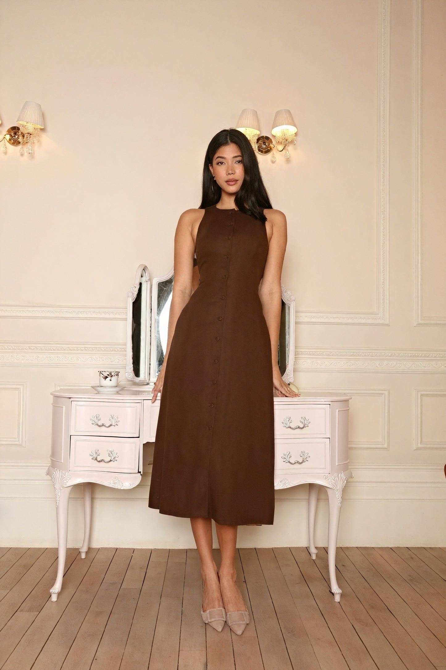 Robe Midi Boutonnée avec Fente et Poches - Élégance et Confort-Maxi Dresses-Marais Paris-Marais Paris