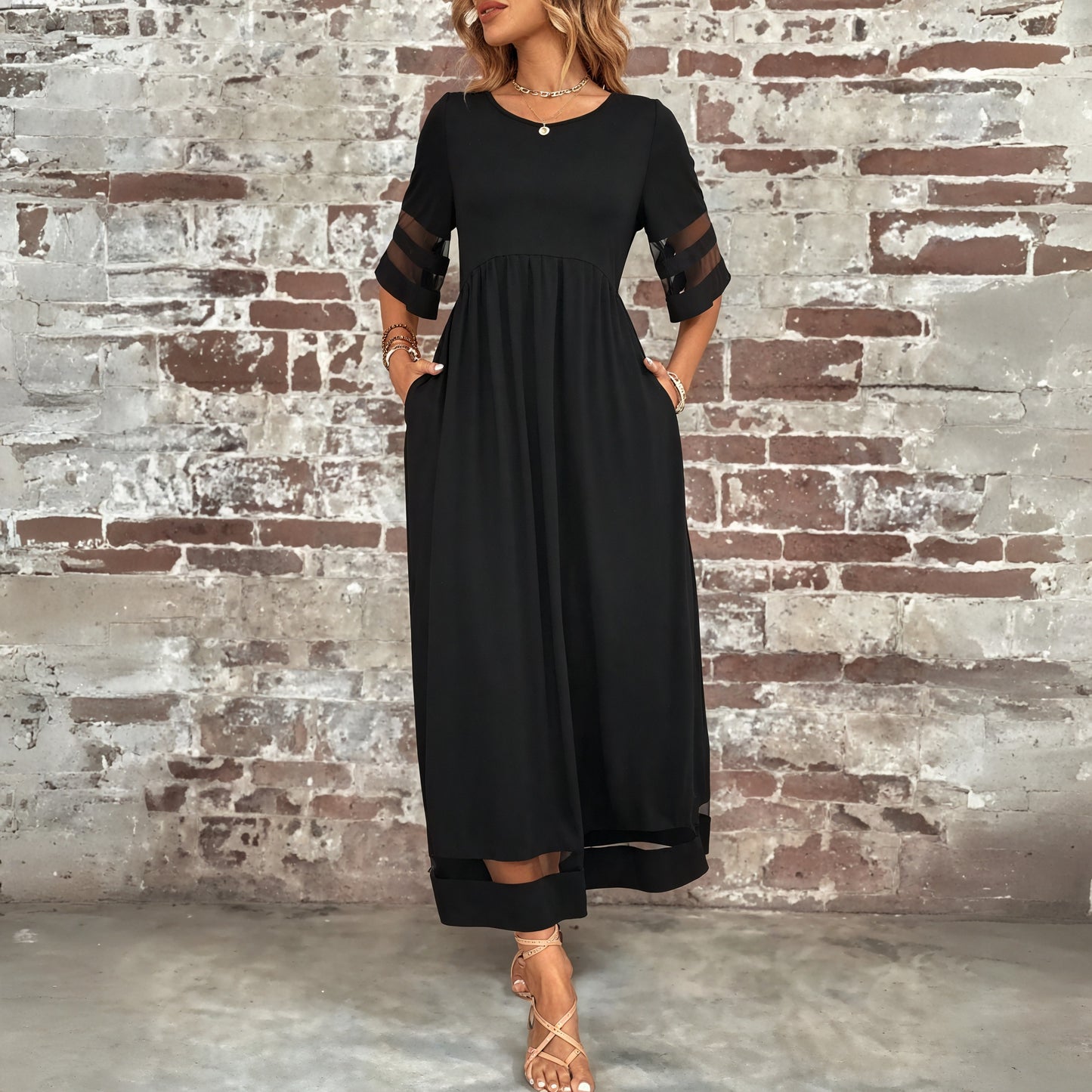 Robe Maxi Bohème Chic - Détails Mesh, Poches, Coupe Fluide-Dresses-Marais Paris-Marais Paris