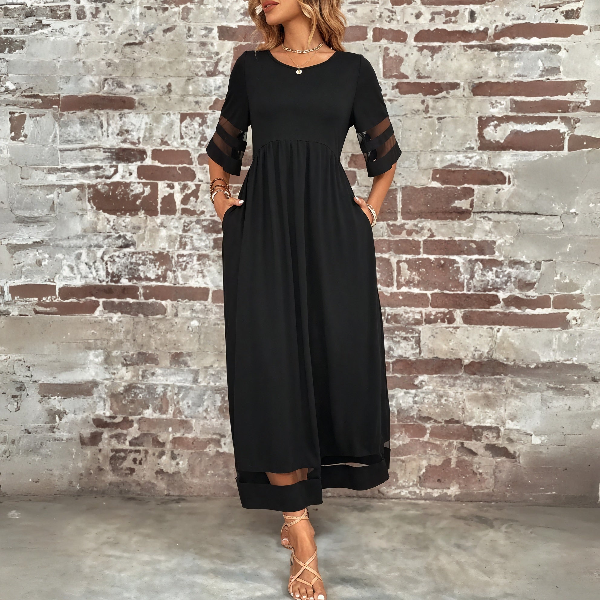 Robe Maxi Bohème Chic - Détails Mesh, Poches, Coupe Fluide-Dresses-Marais Paris-Marais Paris