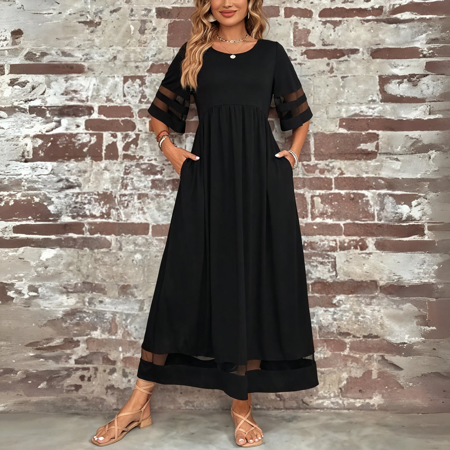Robe Maxi Bohème Chic - Détails Mesh, Poches, Coupe Fluide-Dresses-Marais Paris-Marais Paris