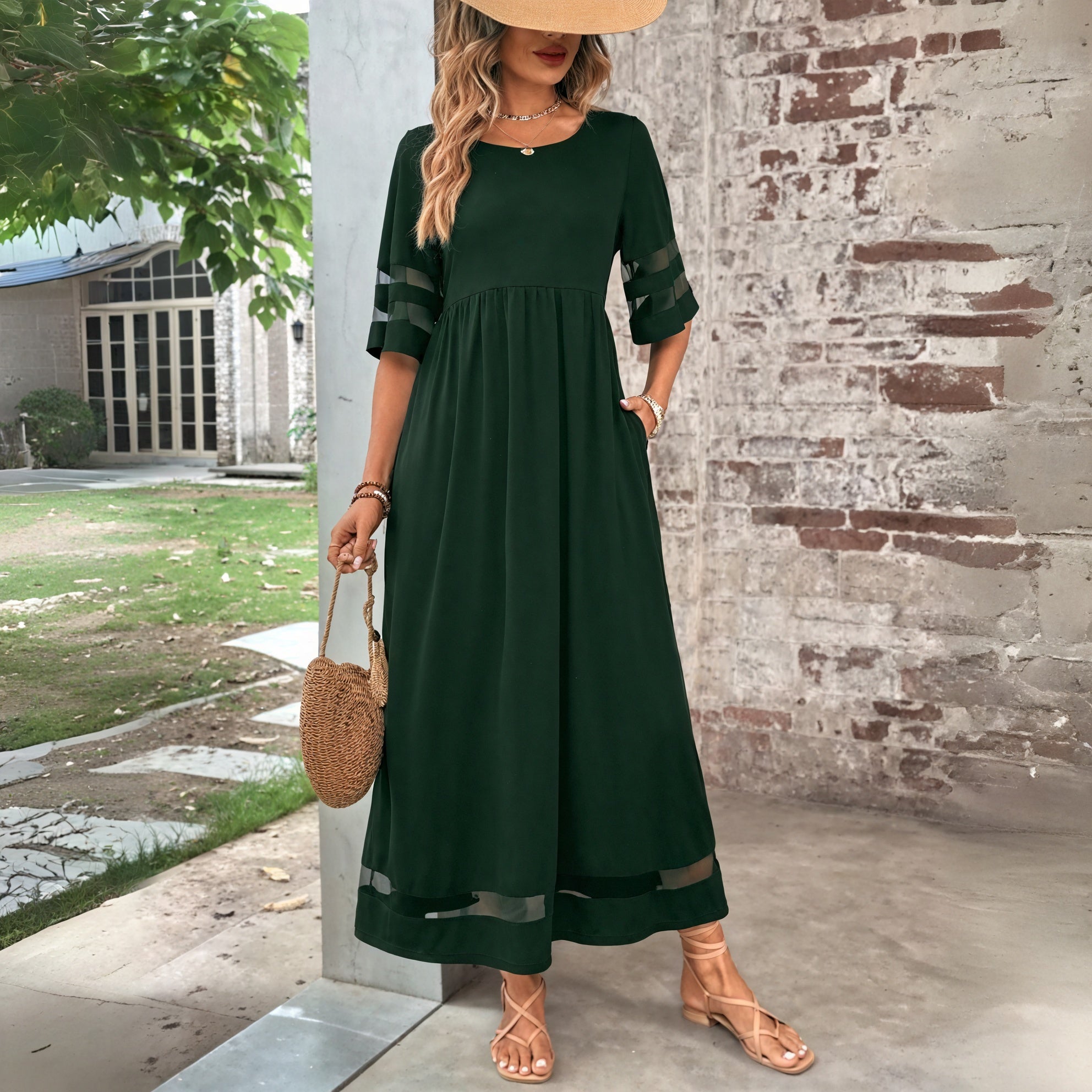 Robe Maxi Bohème Chic - Détails Mesh, Poches, Coupe Fluide-Dresses-Marais Paris-Noir-S-Marais Paris