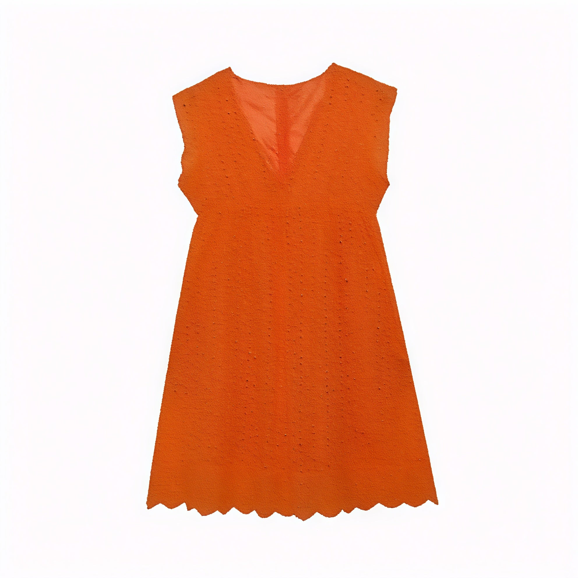 Robe sans manches col V, tissu perforé respirant, ourlet festonné unique, style chic décontracté pour l'été-Marais Paris-Orange-XS-Marais Paris