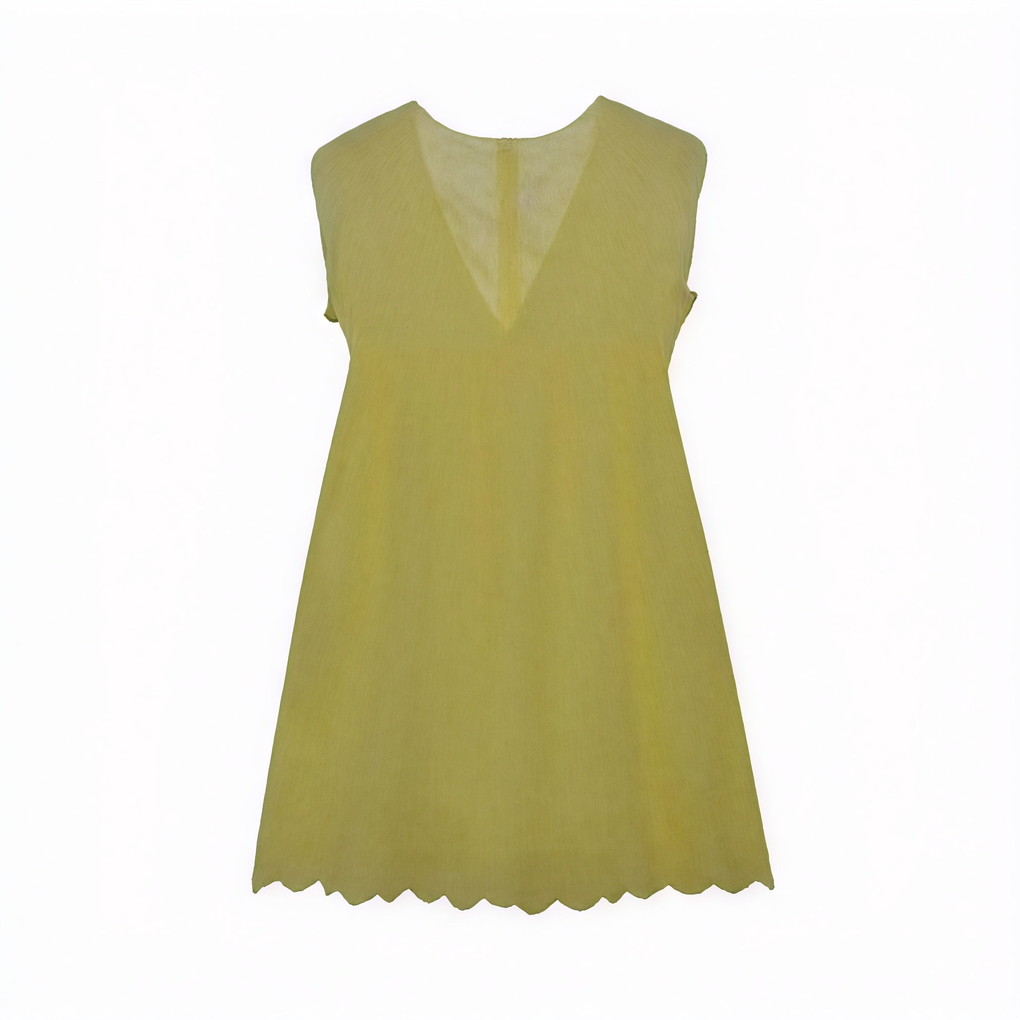 Robe sans manches col V, tissu perforé respirant, ourlet festonné unique, style chic décontracté pour l'été-Marais Paris-Jaune-XS-Marais Paris