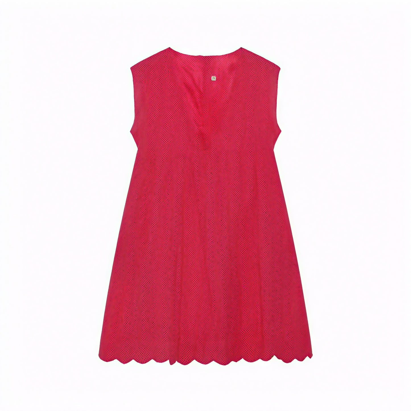 Robe sans manches col V, tissu perforé respirant, ourlet festonné unique, style chic décontracté pour l'été-Marais Paris-Rouge Rosé-XS-Marais Paris