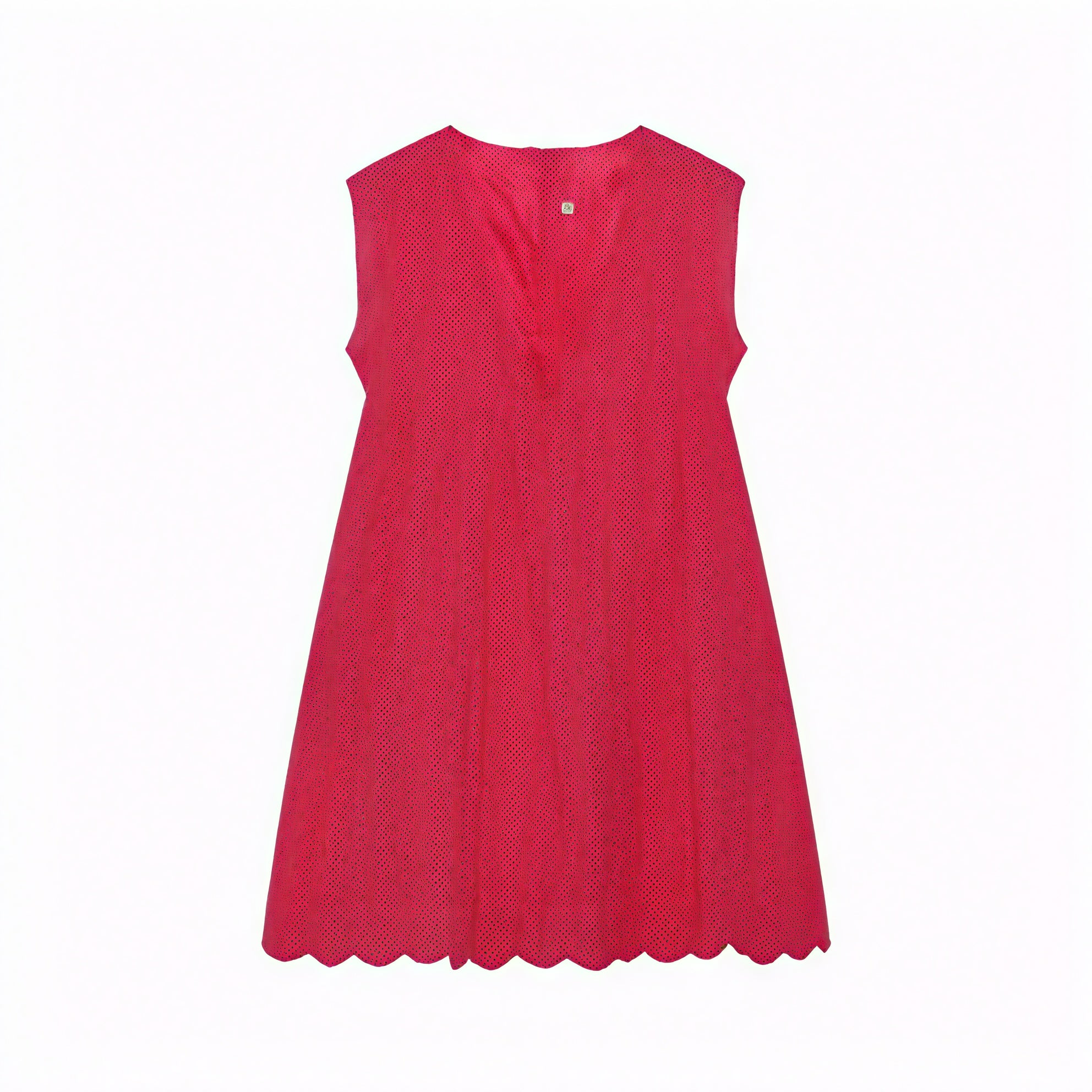 Robe sans manches col V, tissu perforé respirant, ourlet festonné unique, style chic décontracté pour l'été-Marais Paris-Rouge Rosé-XS-Marais Paris