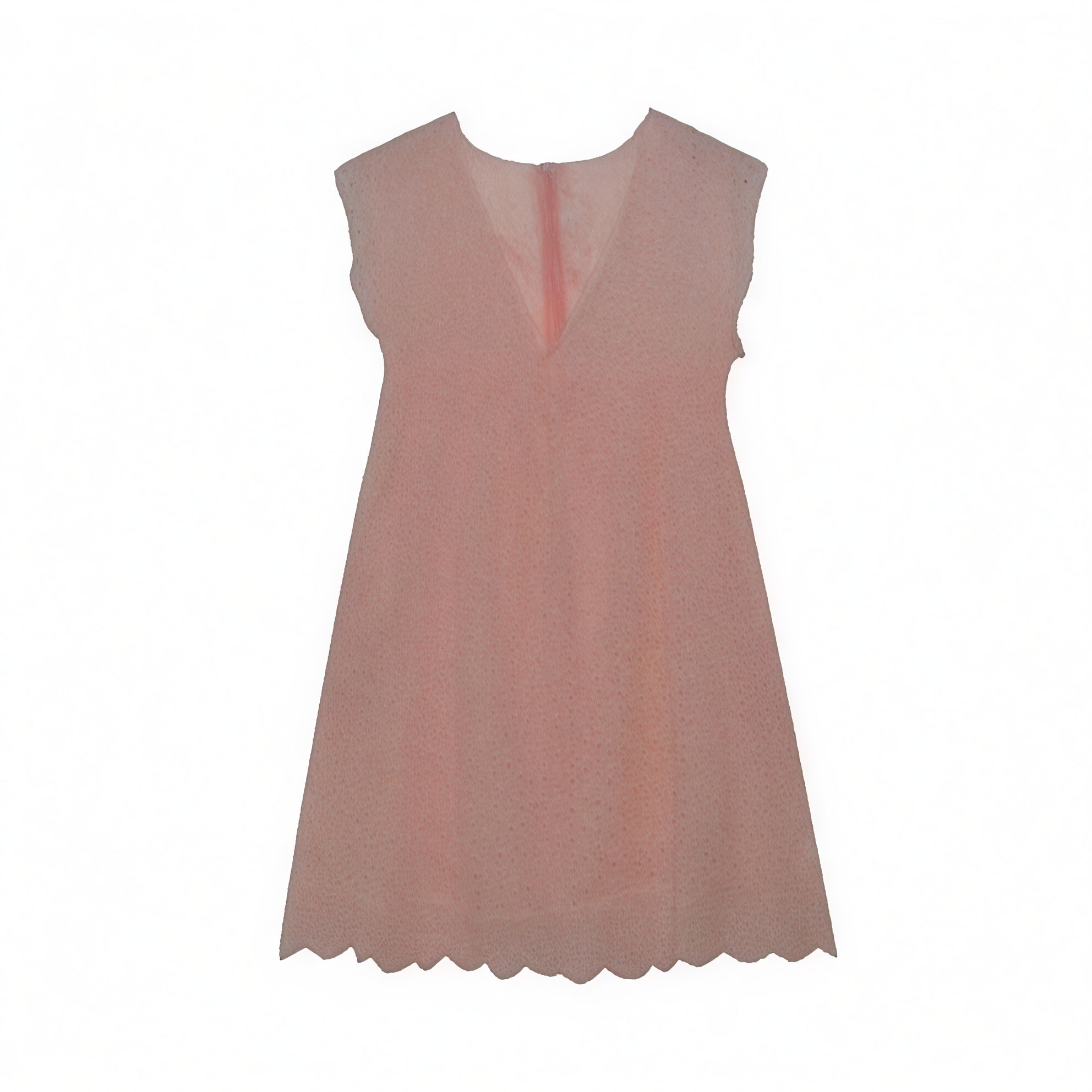 Robe sans manches col V, tissu perforé respirant, ourlet festonné unique, style chic décontracté pour l'été-Marais Paris-Rose-XS-Marais Paris