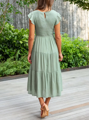 Robe Fluide Femme Jupe Étagée Manches Volantées Col Rond Confortable Été Décontracté-81634-f154722b-e5ef-4b1d-9a26-595e97cd1ff0