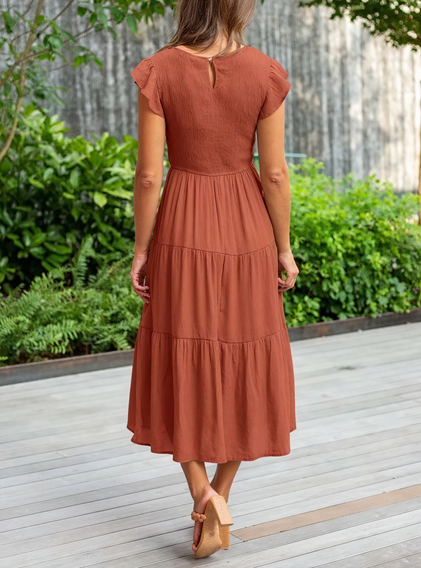 Robe Fluide Femme Jupe Étagée Manches Volantées Col Rond Confortable Été Décontracté-81634-0c509a9f-0005-4256-93e3-48d32d1a1be0