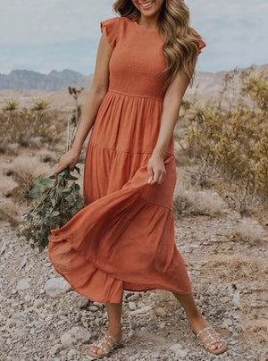 Robe Fluide Femme Jupe Étagée Manches Volantées Col Rond Confortable Été Décontracté-81634-4f2aac0a-9fc8-4174-9d86-2f4bbb9b76b3