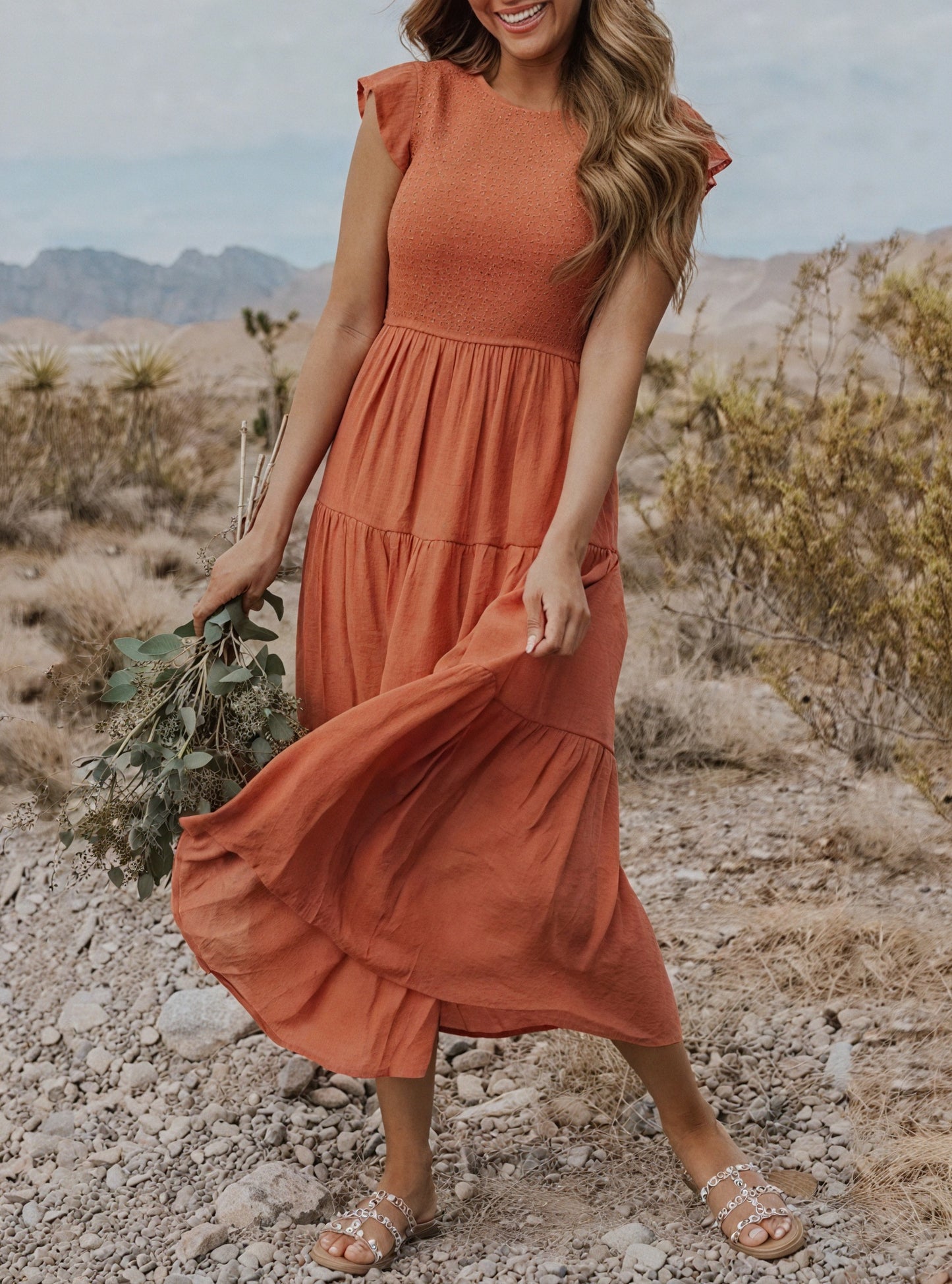 Robe Fluide Femme Jupe Étagée Manches Volantées Col Rond Confortable Été Décontracté-81634-4f2aac0a-9fc8-4174-9d86-2f4bbb9b76b3