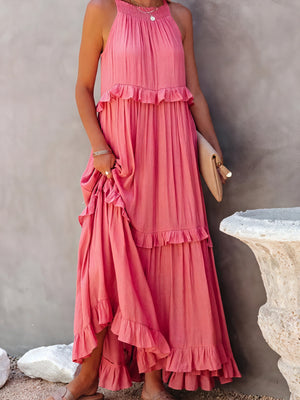 Robe Maxi Fluide Femme Col Halter Volants Délicats Légère Confortable Été Élégance Sans Effort-81649-151f53af-c888-413b-b190-900fa9c62e87