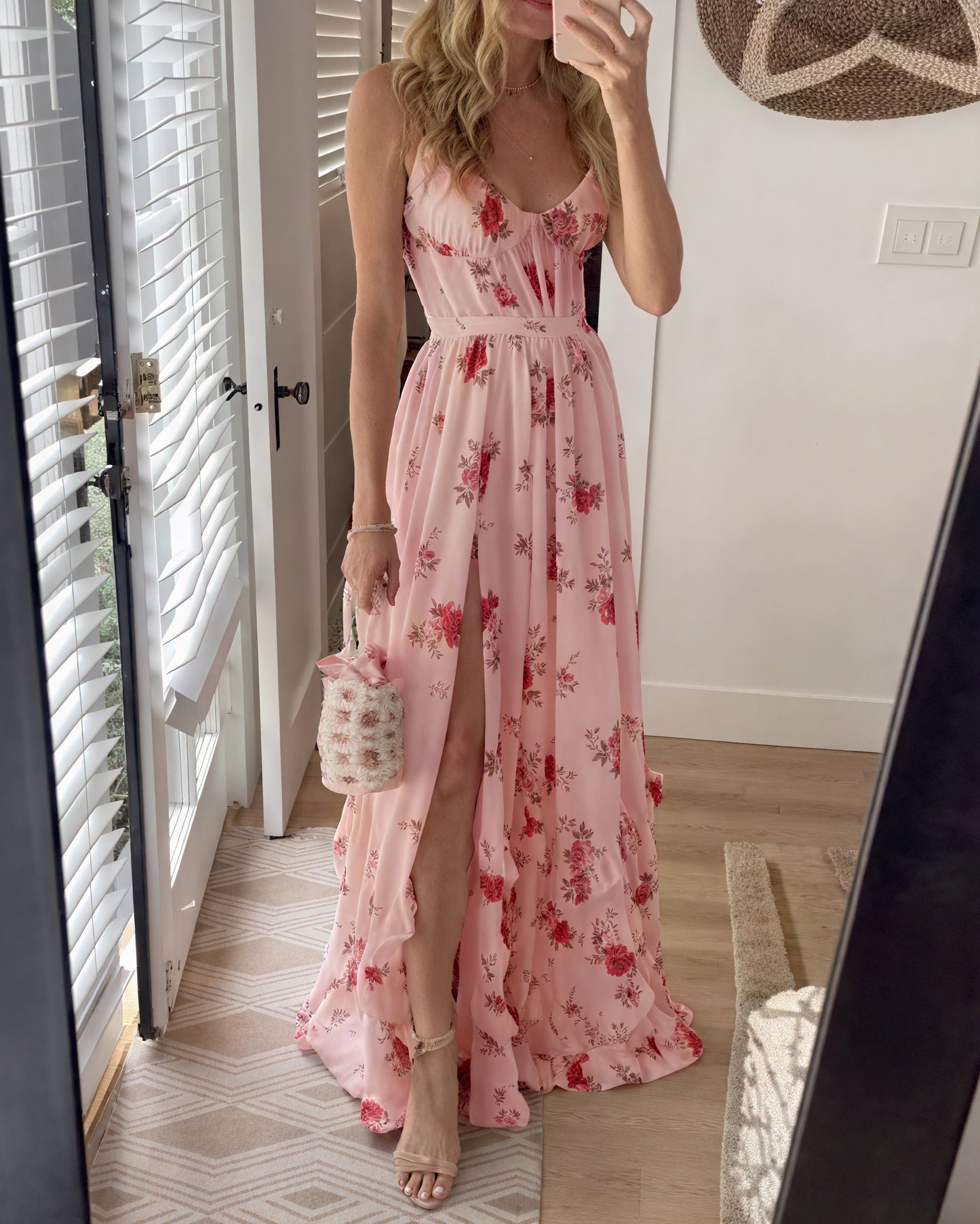 Robe Maxi Fleurie Femme Bretelles Fines Fente Haute Fluide Élégance Estivale Romantique-81660-de1e57a6-15a1-4e28-8a5f-57fcac7f3767
