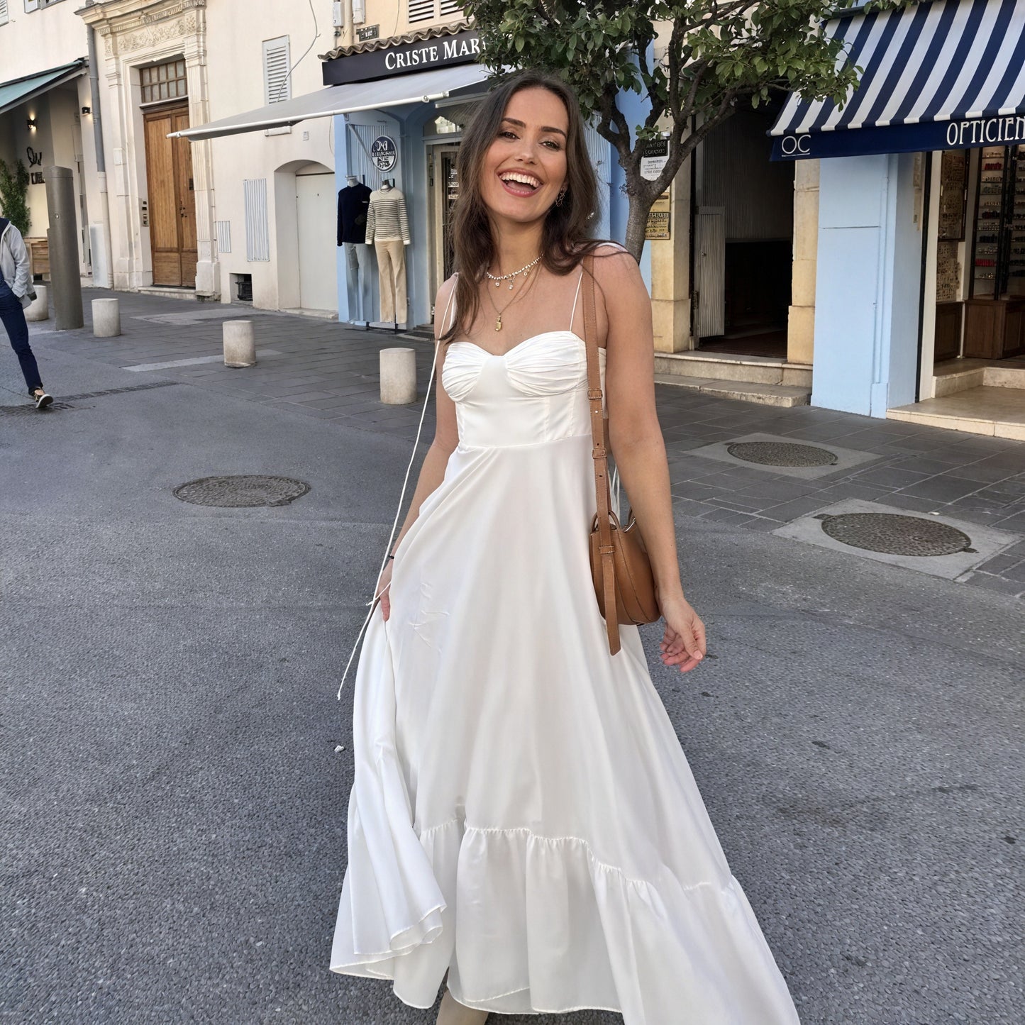 Marais Paris Robe Femme Blanche – Bustier, Bretelles Fines, Jupe Volants-81821-9e13b2c1-4fce-445f-bc94-36919fb47b09