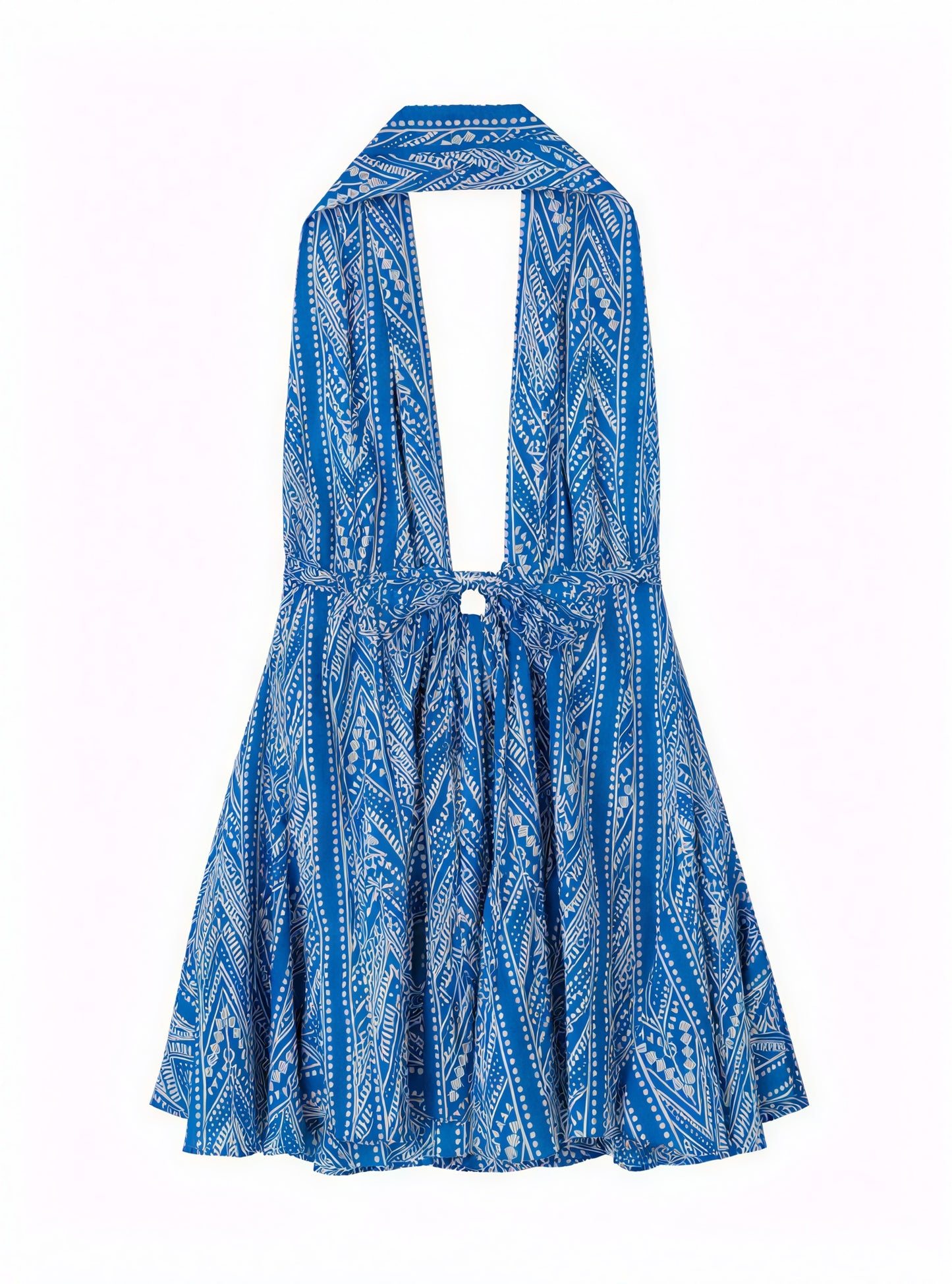 Robe Halter Bohème Fluide - Style Vacances, Coupe A-Line-Dresses-Marais Paris-Bleu-XS-Marais Paris